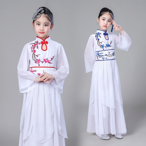 Chinese folk dance costumes for girls children pink blue yangko fan fairy party cosplay classical ancient dance stage performance clothes dresses